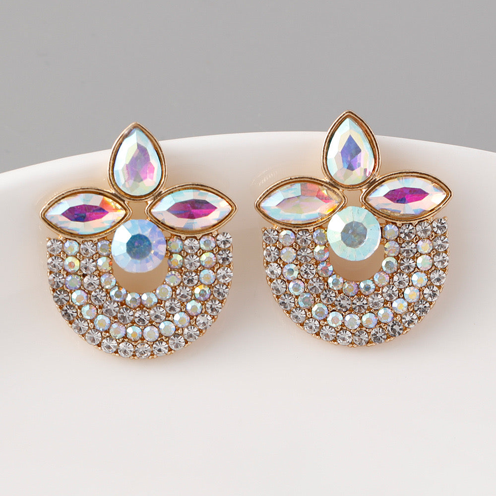 Aretes pedrería plateados