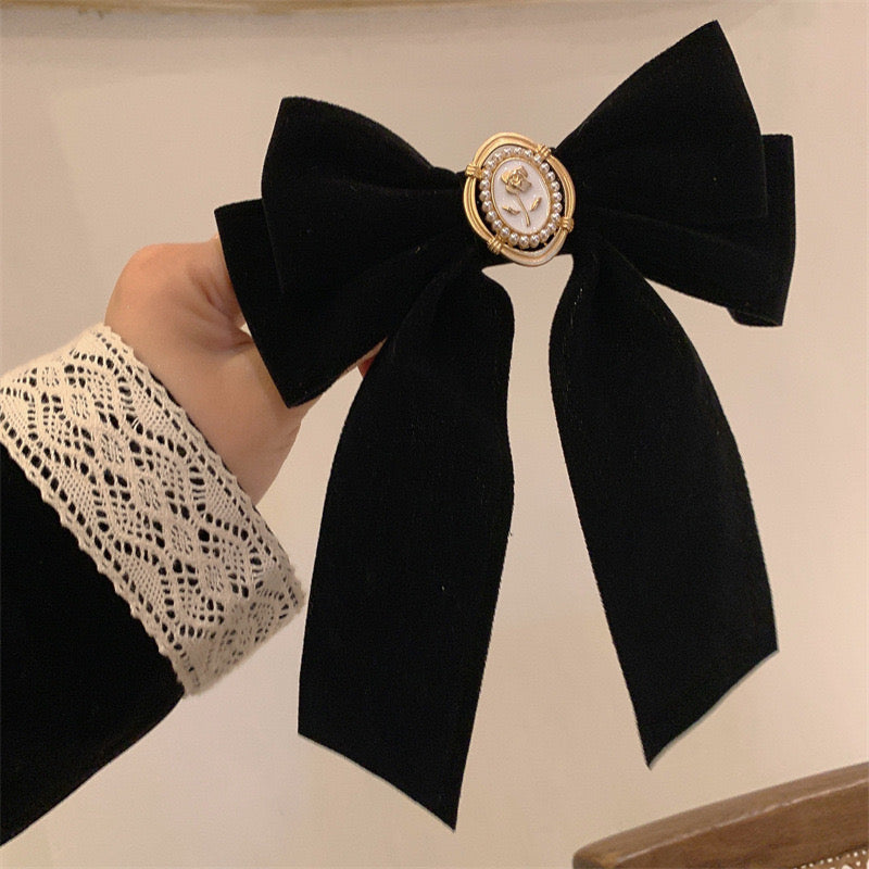 Lazos con broche para cabello- negro