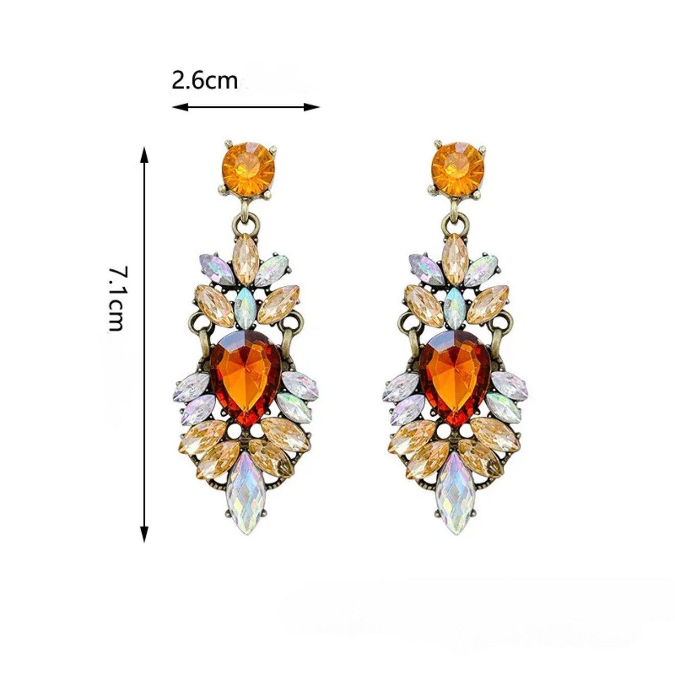 Aretes largos café y dorado