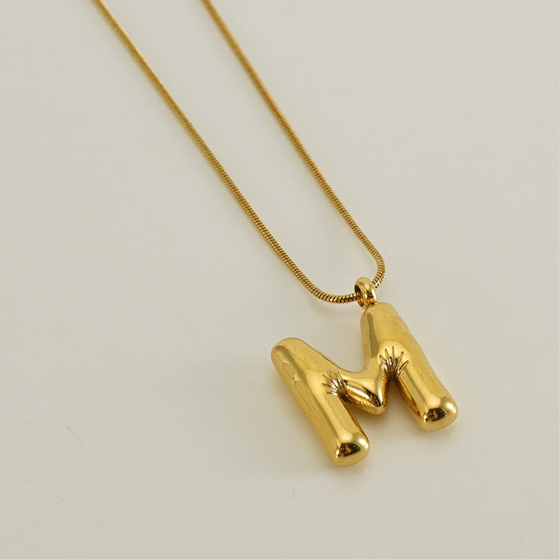 Collar Inicial globo - acero inoxidable
