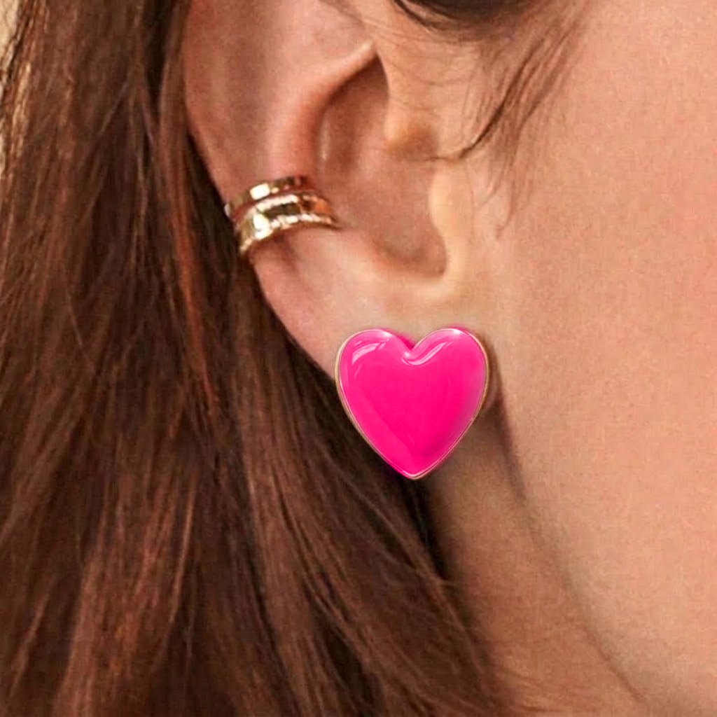 Aretes corazones rosados