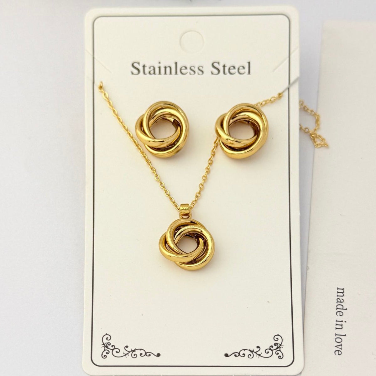 Set de collar+aretes espiral- acero inoxidable