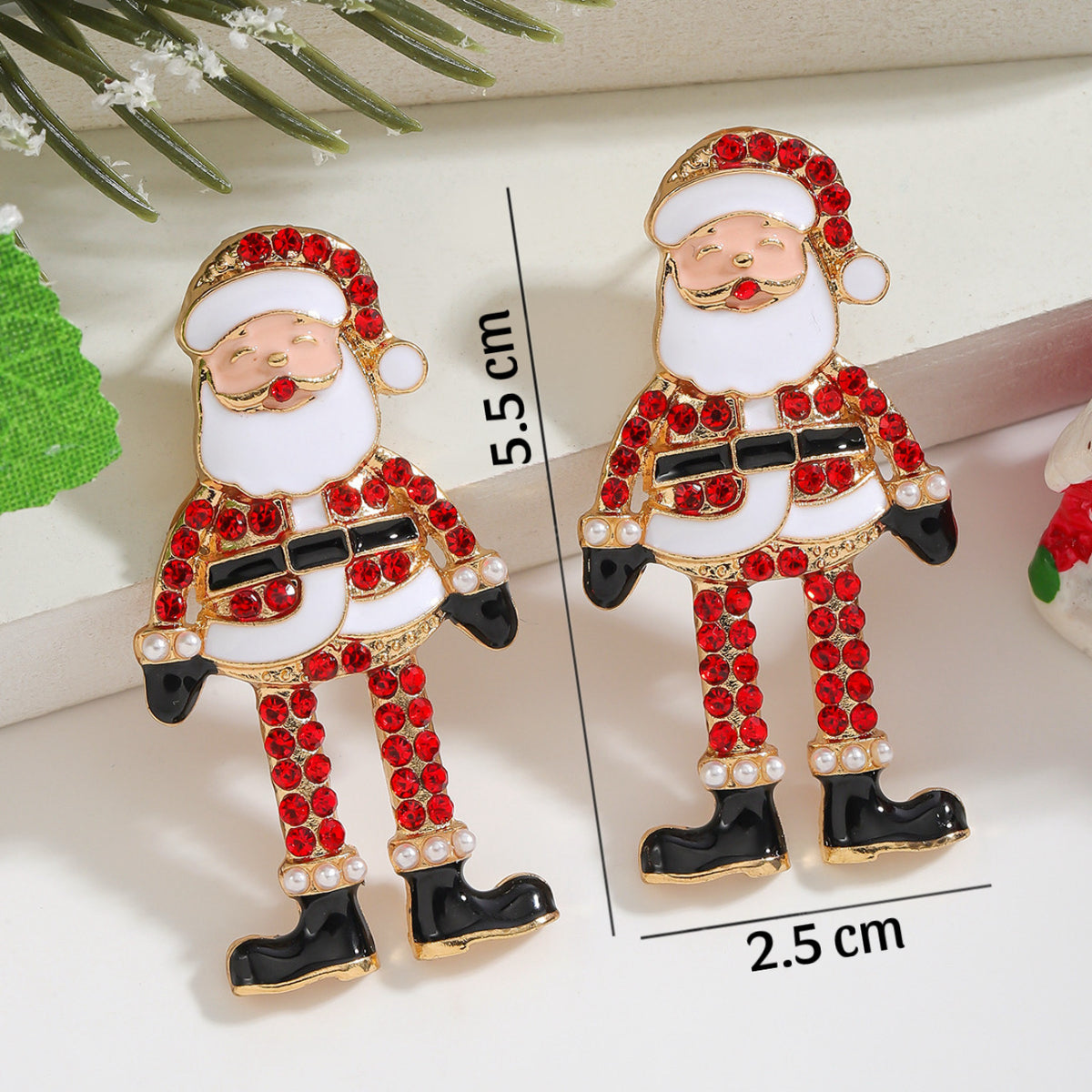 Aretes de santa claus pedrería