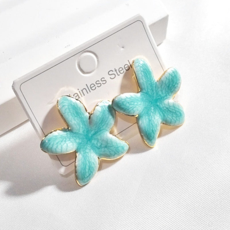 Aretes flores verdes - acero inoxidable