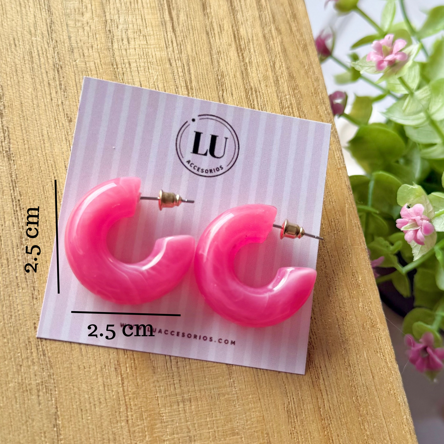 Aretes medio círculo - rosados