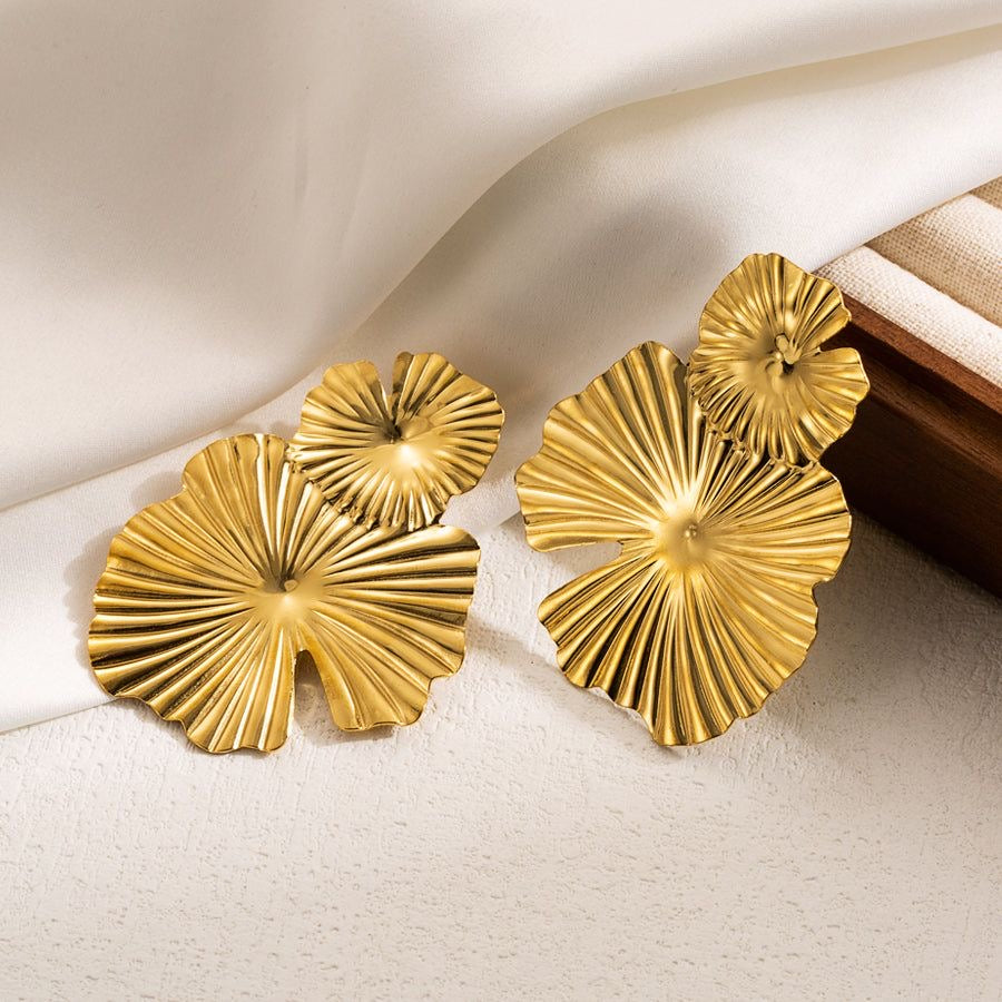 Aretes dorados con textura - acero inoxidable