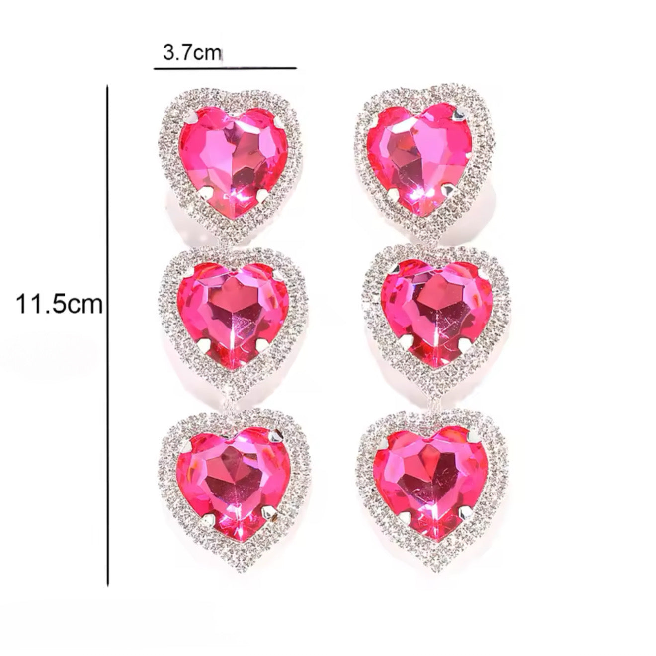 Aretes largos de corazones