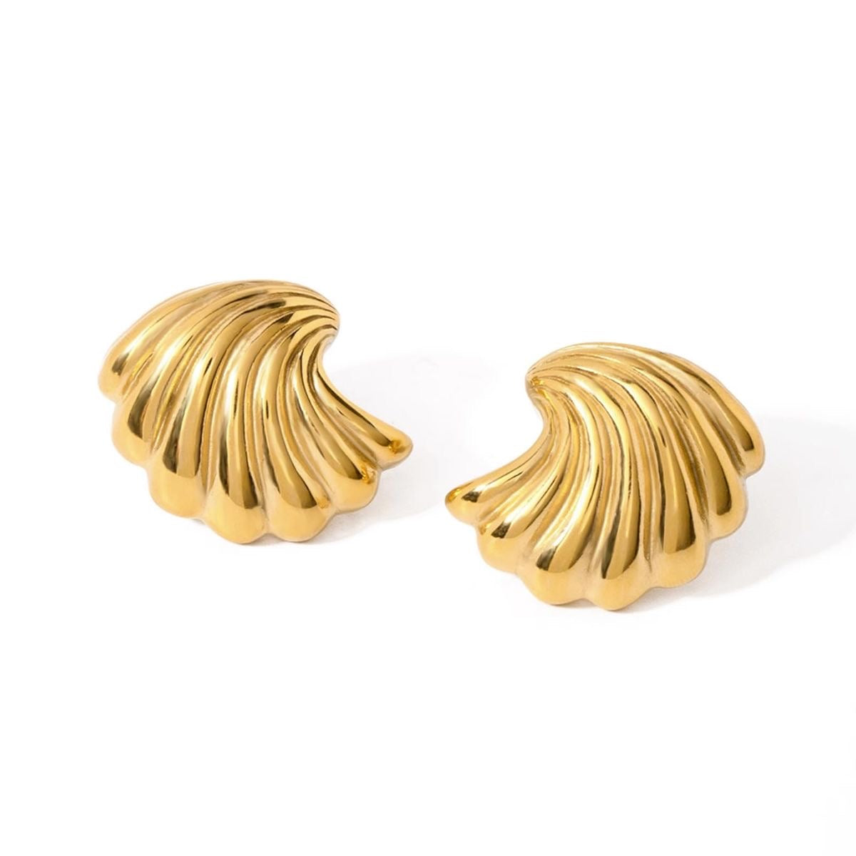Aretes de abanicos dorados - acero inoxidable