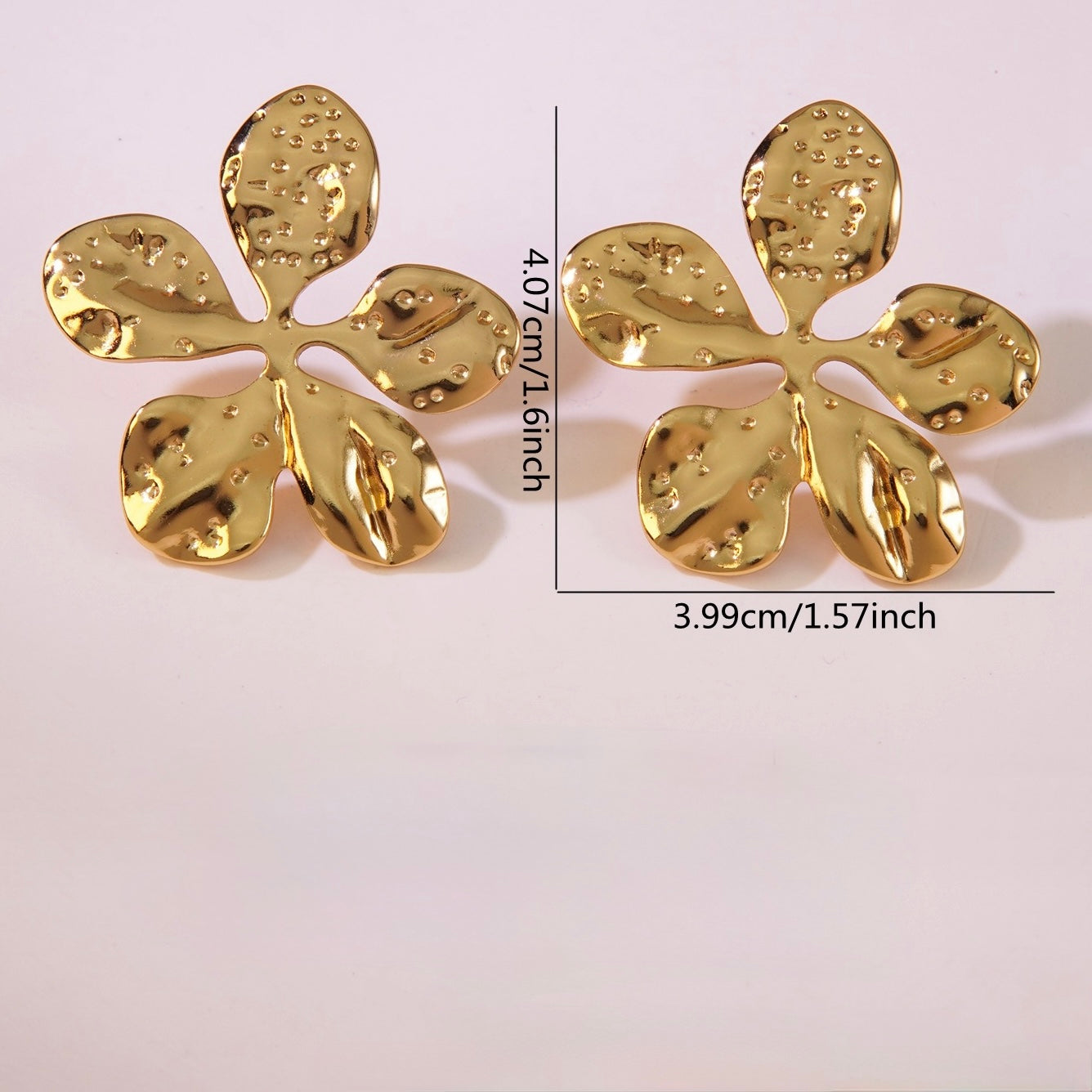 Aretes grandes de flores doradas - acero inoxidable
