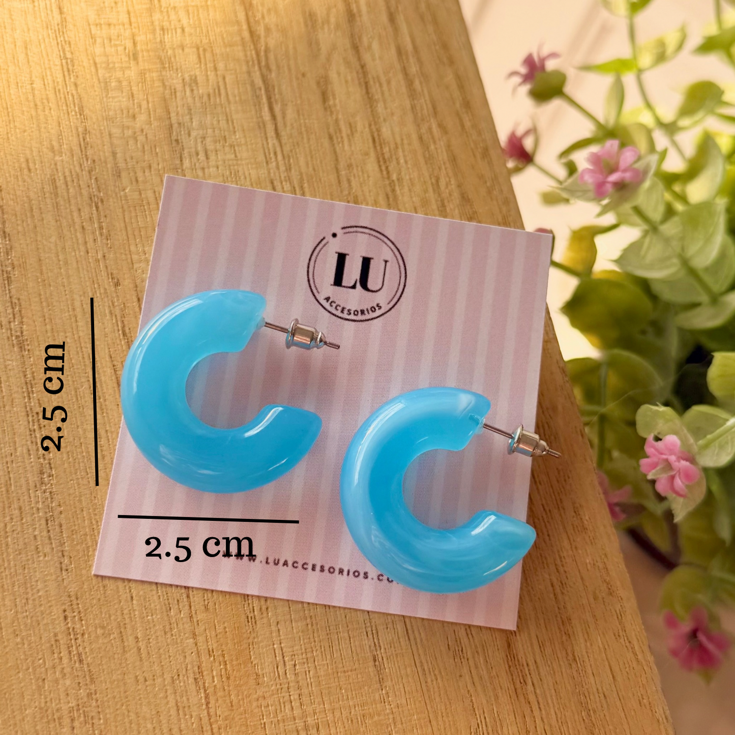 Aretes medio círculo - azules