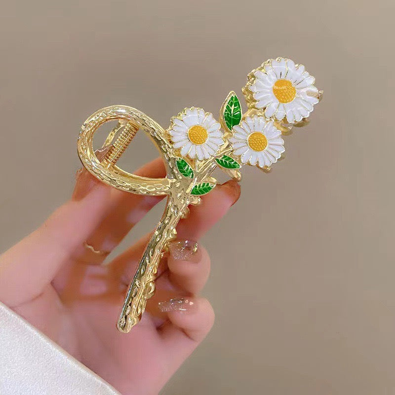 Pinza para cabello - flores blancas