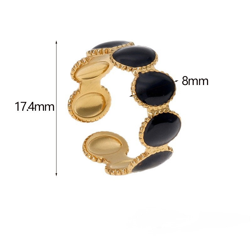 Anillo ajustable dorado y negro- acero inoxidable