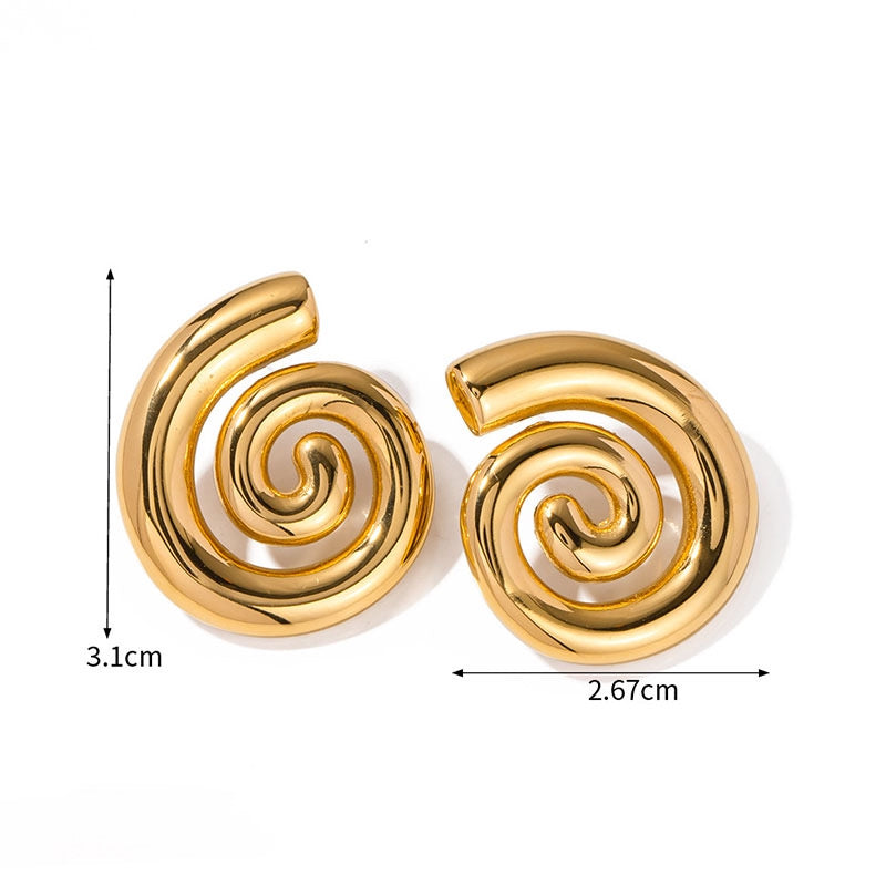 Aretes espiral dorados - acero inoxidable