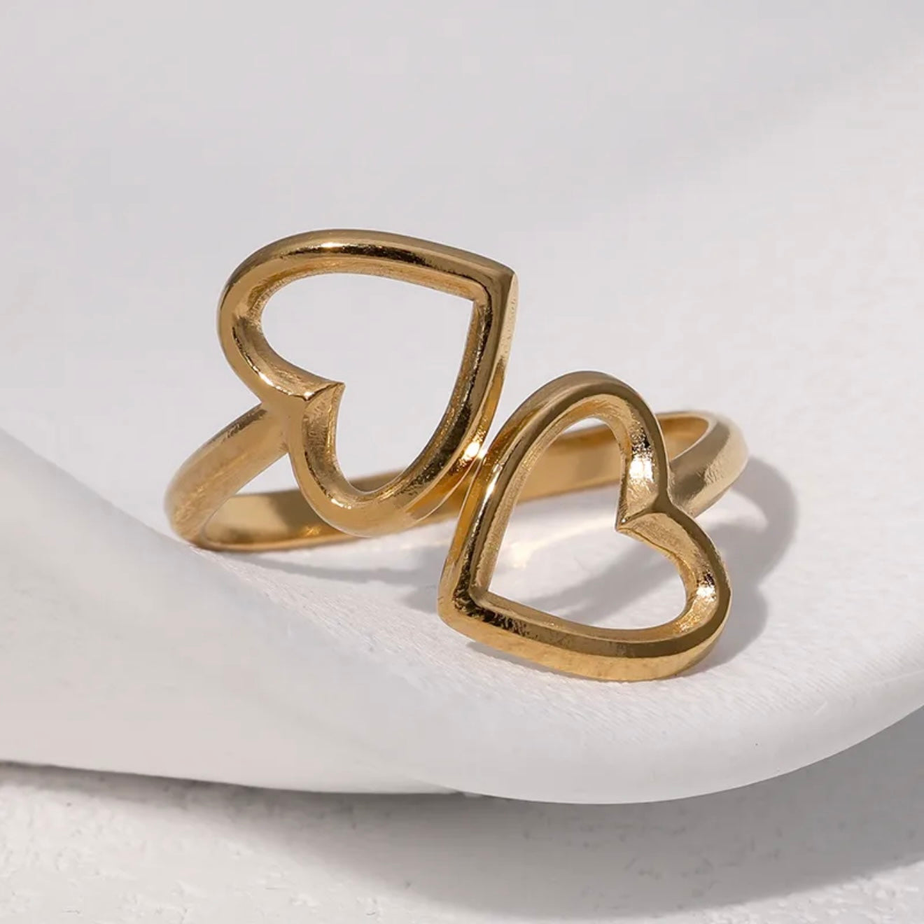 Anillo ajustable corazones encontrados/ Acero inoxidable