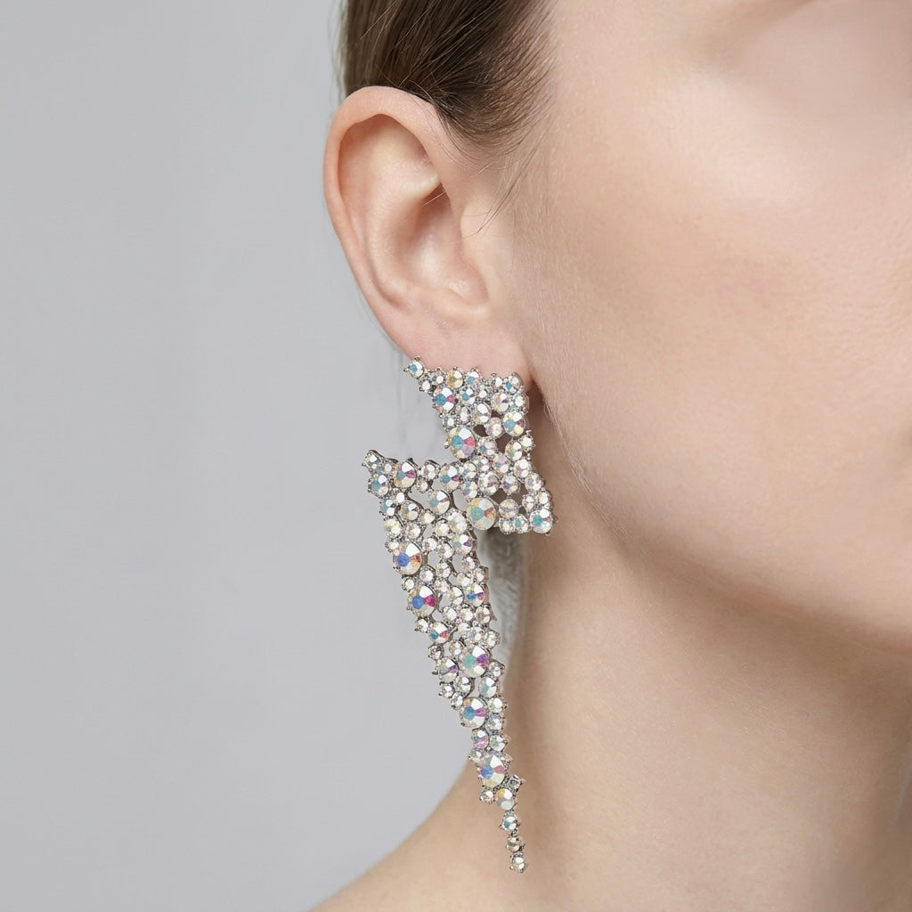 Aretes rayo con pedrería