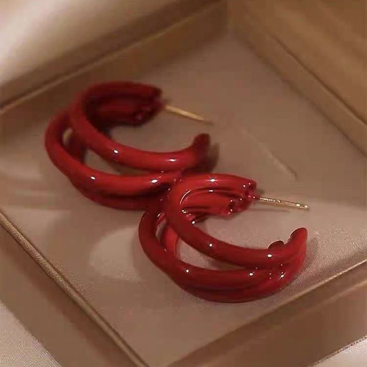 Aretes triple aro rojos