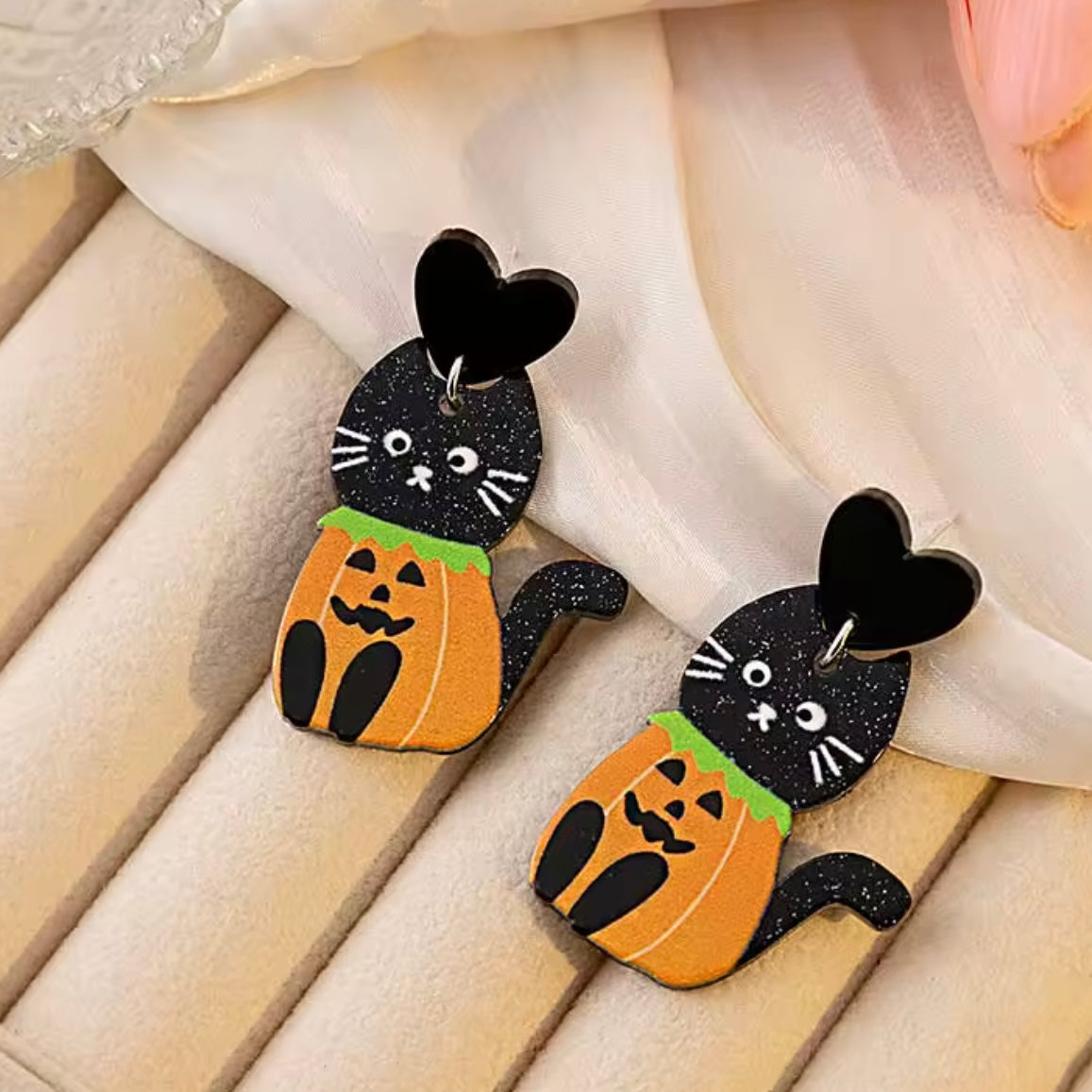 Aretes gatitos calabaza