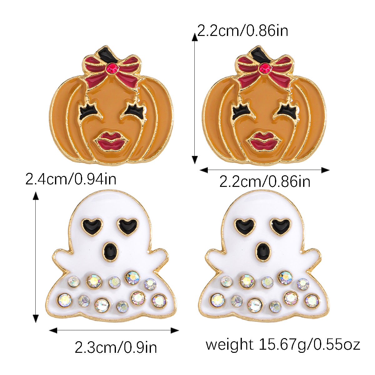 Set de 2 pares de aretes halloween