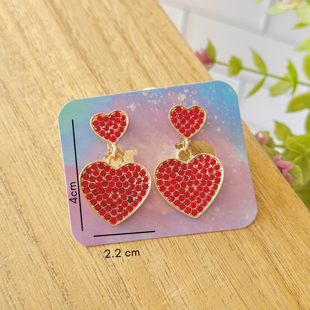 Aretes de clip rojos
