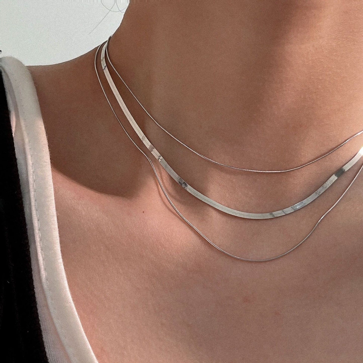 Collar plateado en capas - acero inoxidable