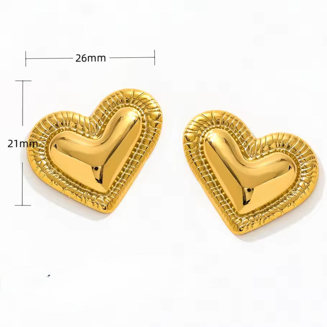 Aretes corazones dorados mod35 - acero inoxidable