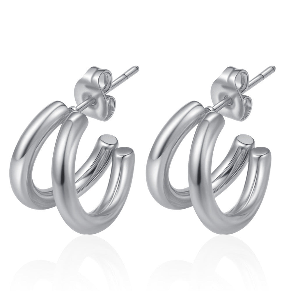 Arracadas minis plateadas - acero inoxidable