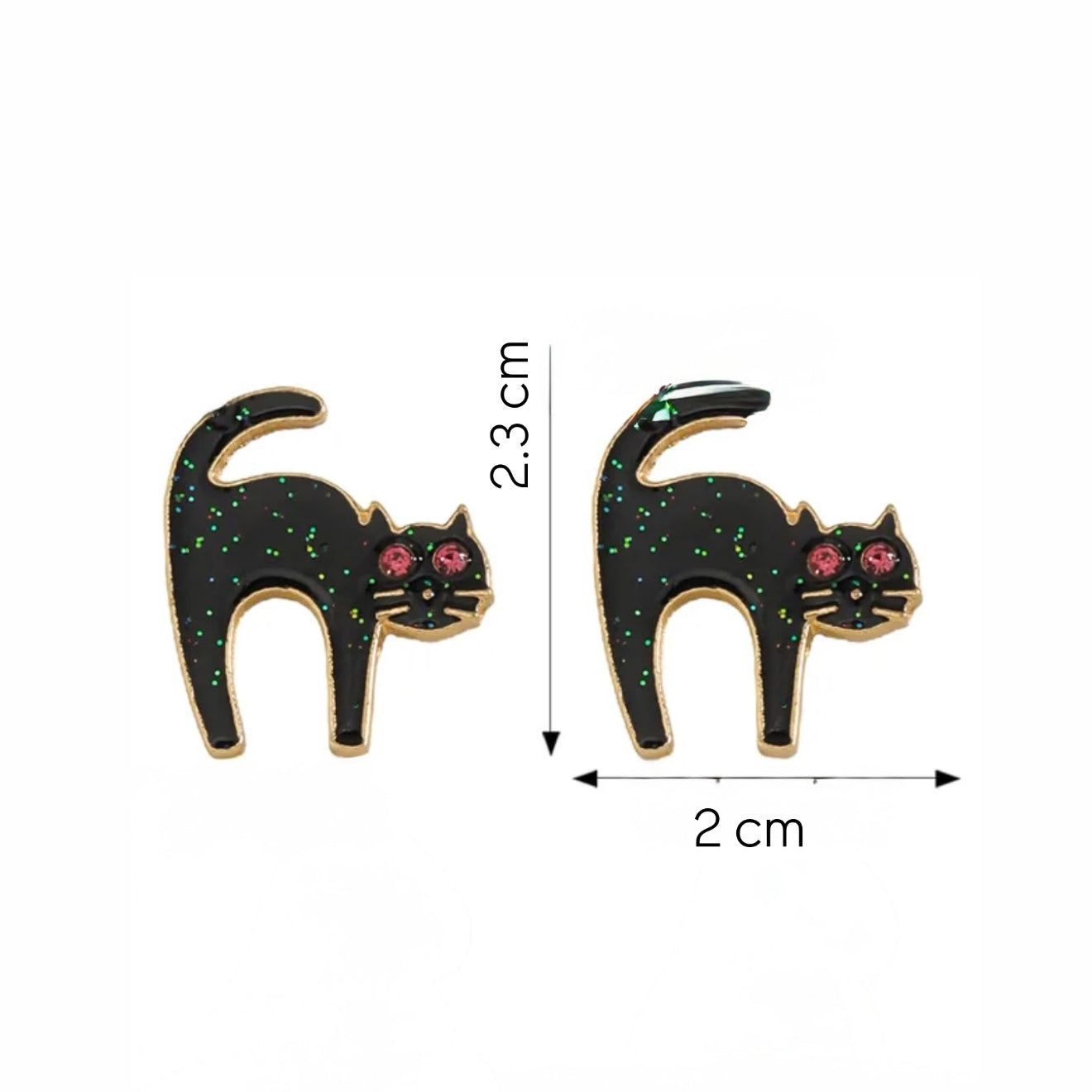 Aretes de gatitos negros con diamantina