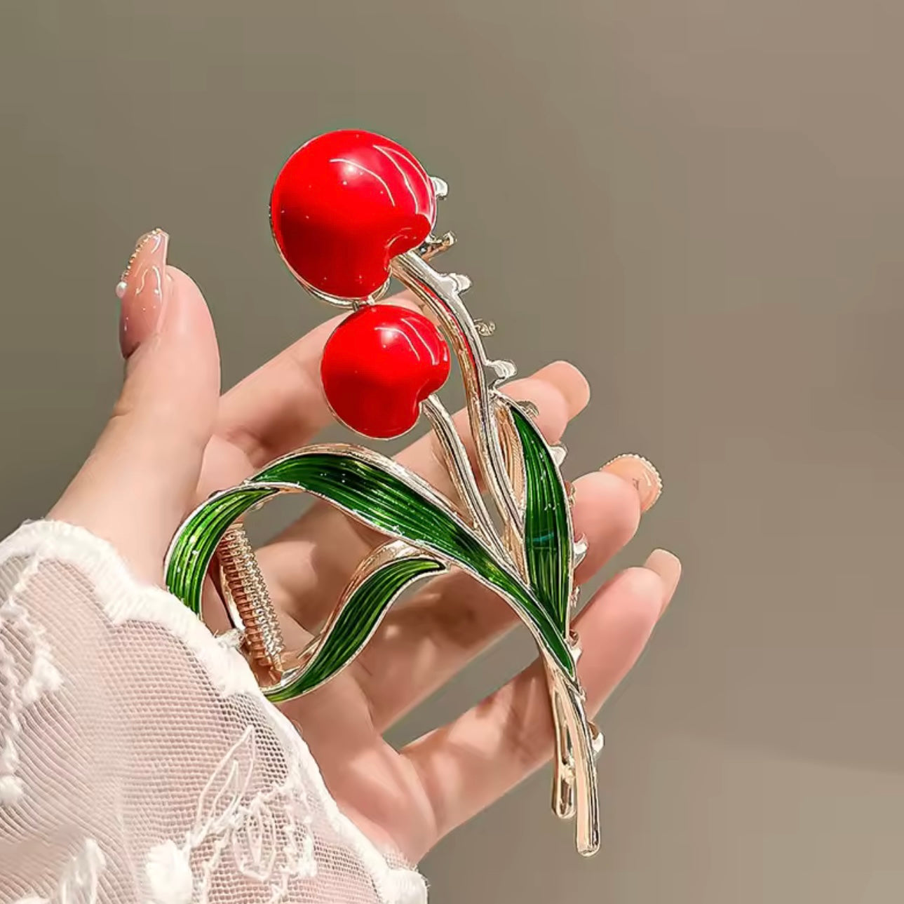 Pinza para cabello - cerezas