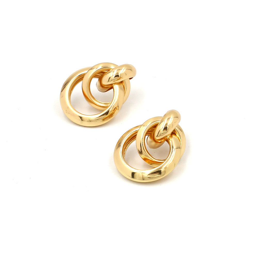 Aretes cruzados dorados- Acero inoxidable