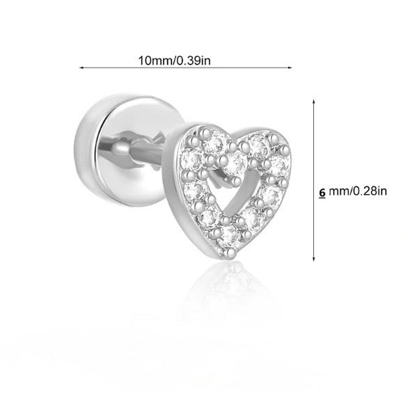 Piercing corazón plateado - acero inoxidable (1 pieza)
