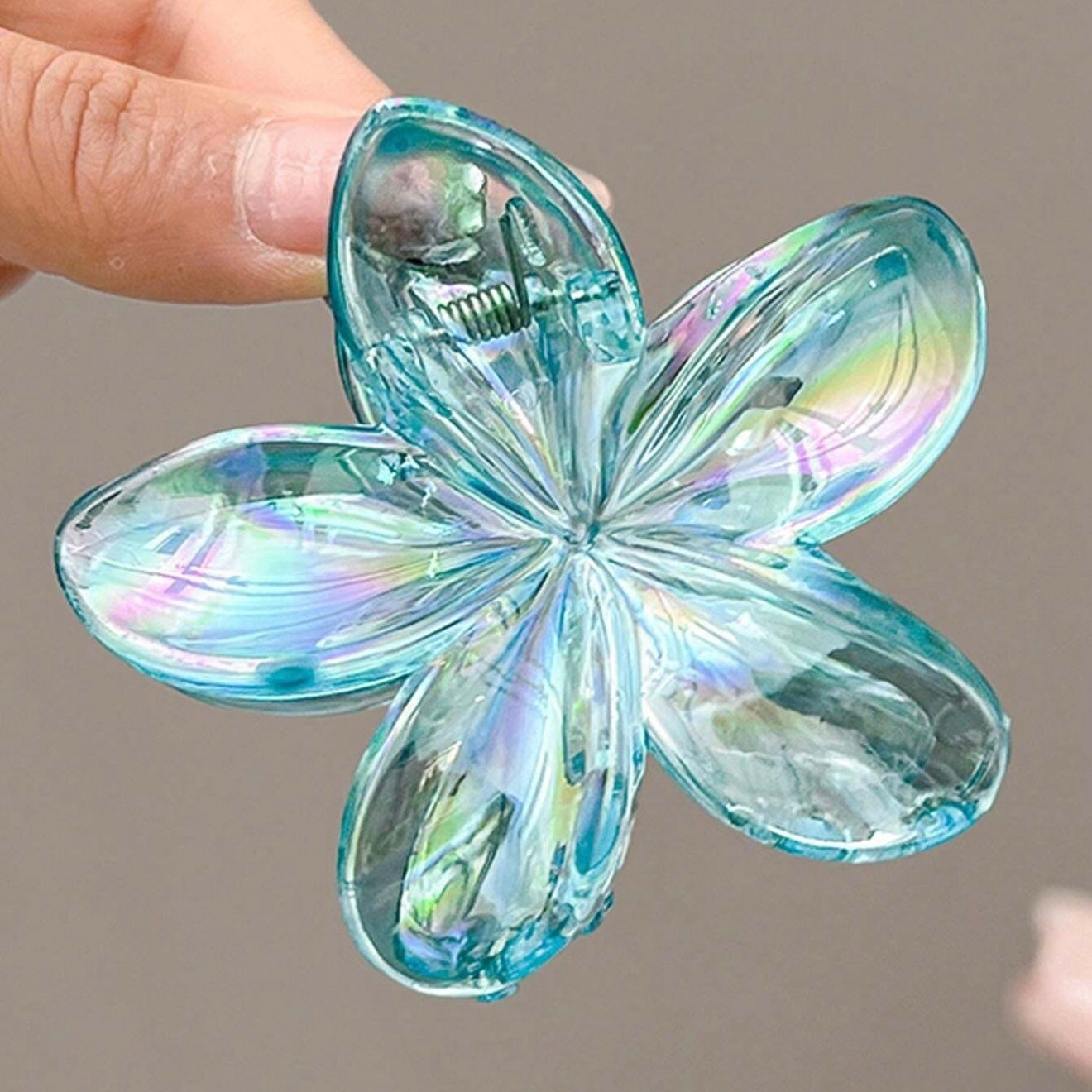 Pinza de flor transparente - azul