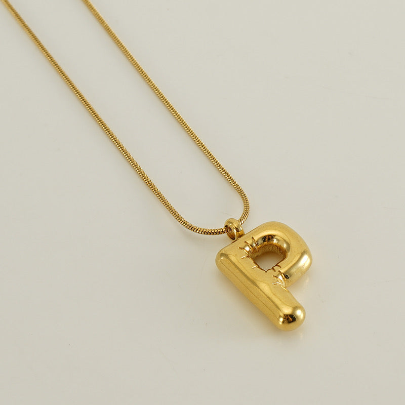 Collar Inicial globo - acero inoxidable