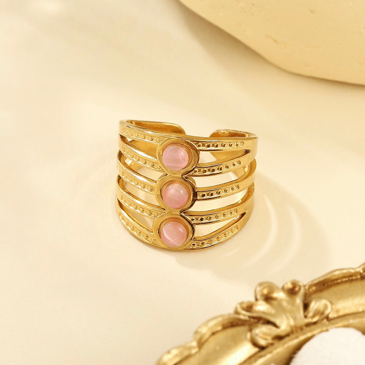 Anillo ajustable rosa mod1 - acero inoxidable