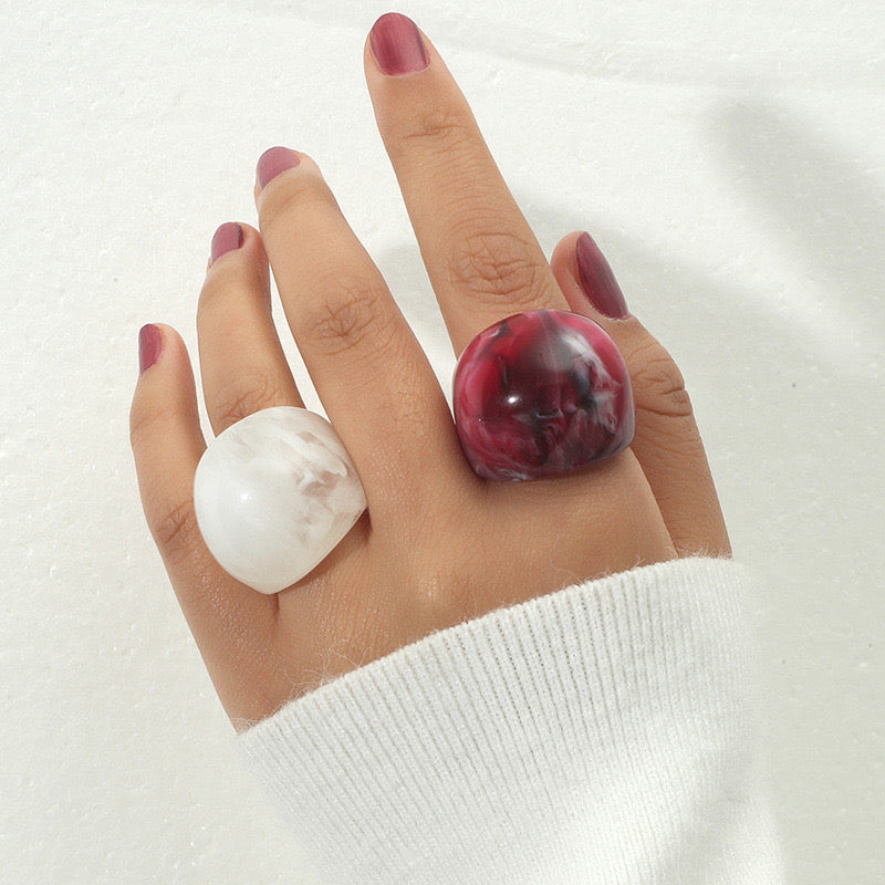 Set de 2 anillos red & white