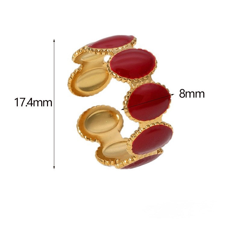 Anillo ajustable dorado y rojo- acero inoxidable