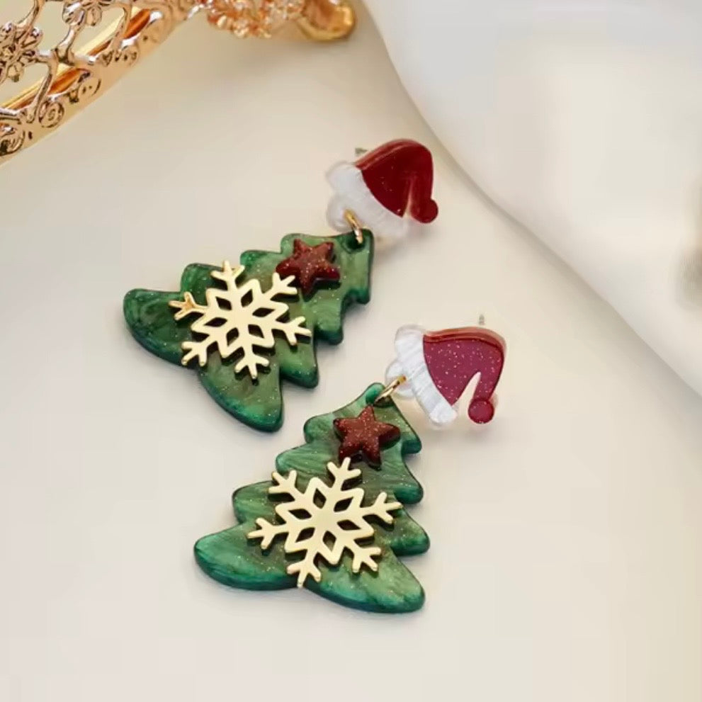 Aretes pinos navideños