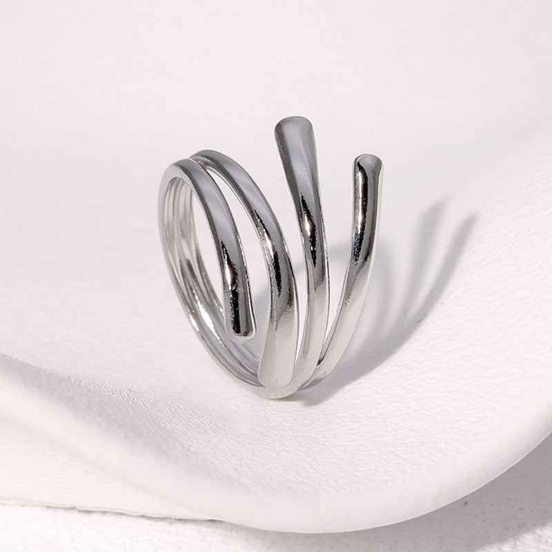 Anillo ajustable plateado - acero inoxidable