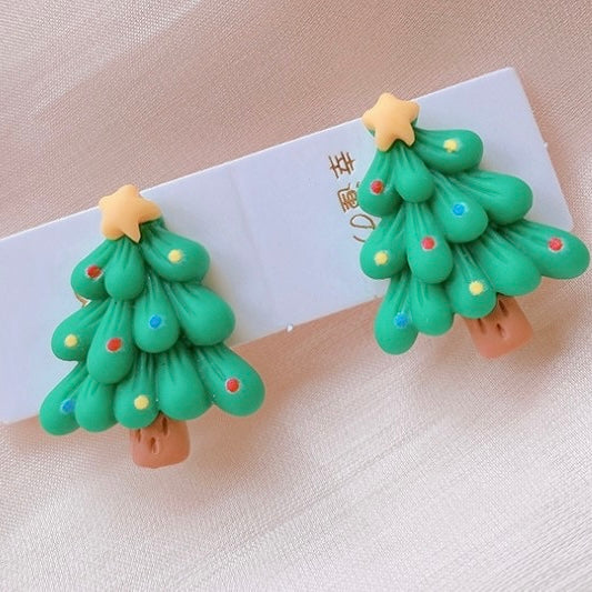 Aretes de clip arbolitos navideños