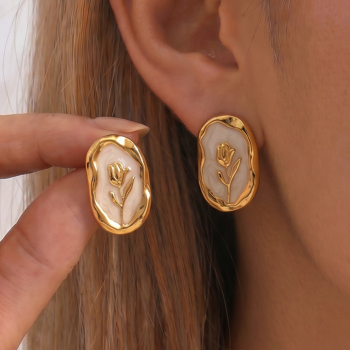 Aretes tulipanes- acero inoxidable