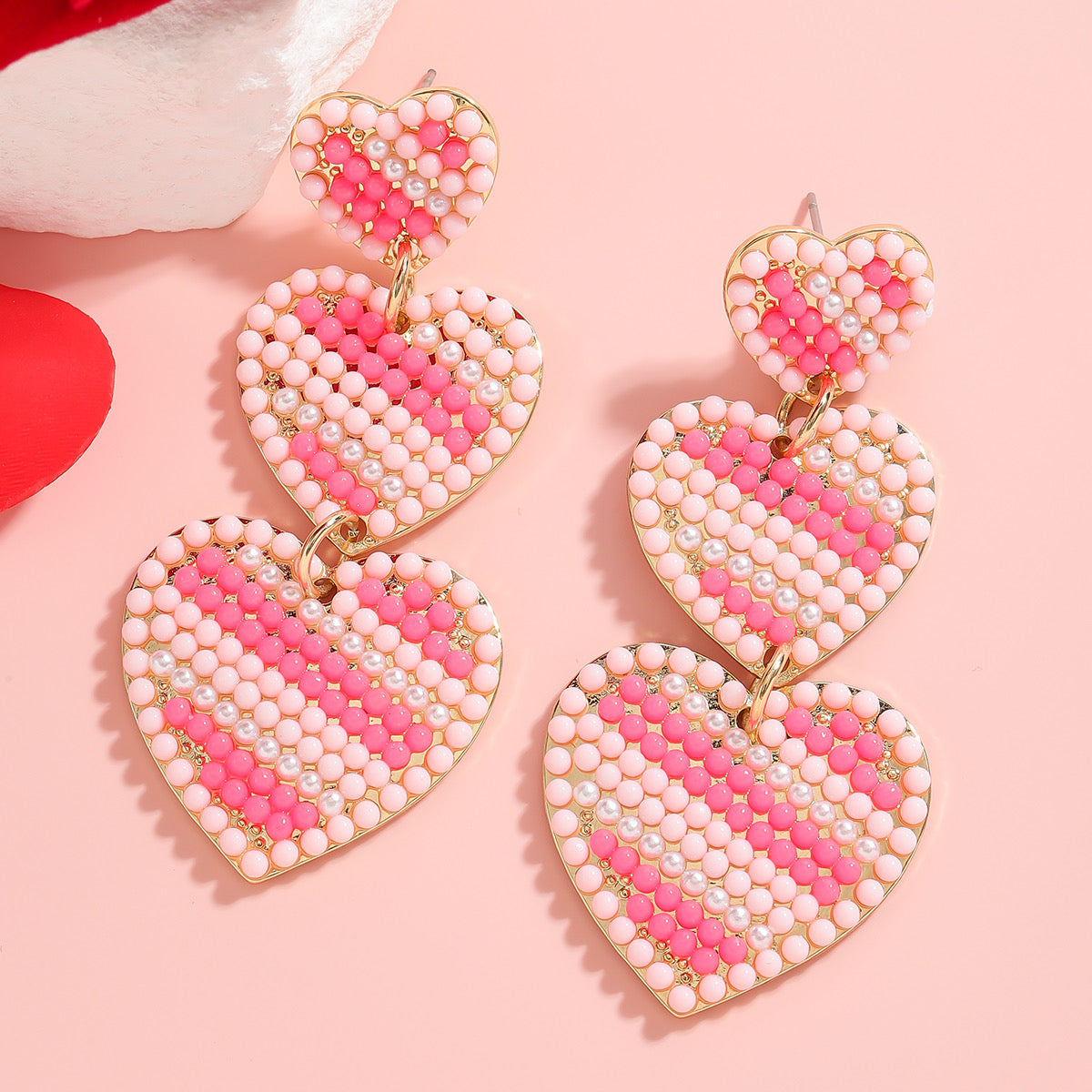 Aretes corazones bicolor