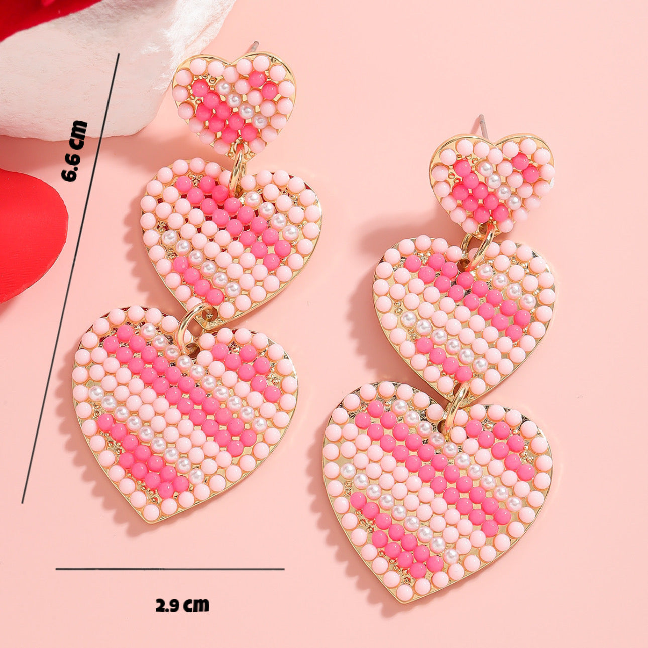 Aretes corazones bicolor