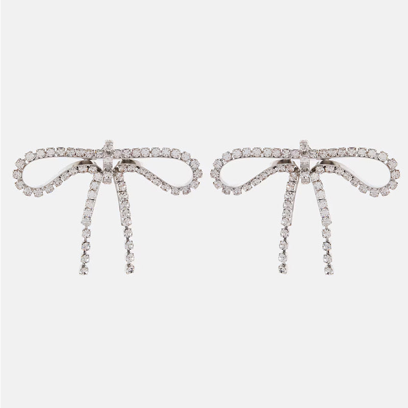 Aretes de lazos plateados