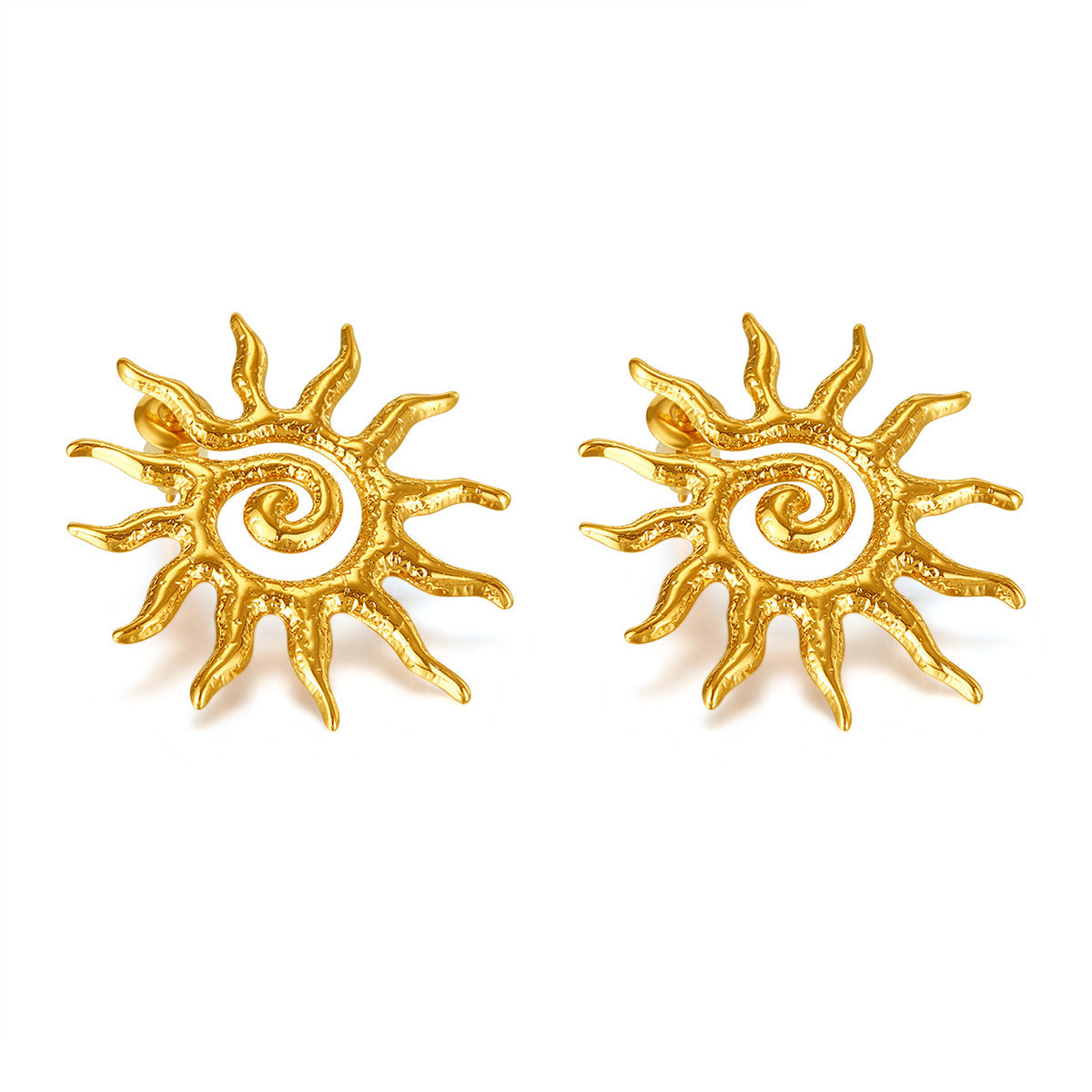 Aretes soles dorados- acero inoxidable