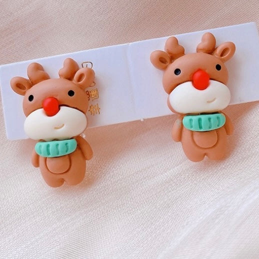 Aretes clip renos con bufanda