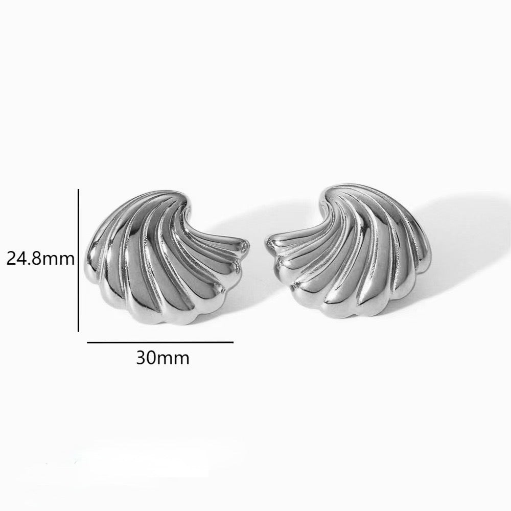 Aretes de abanicos plateados - acero inoxidable