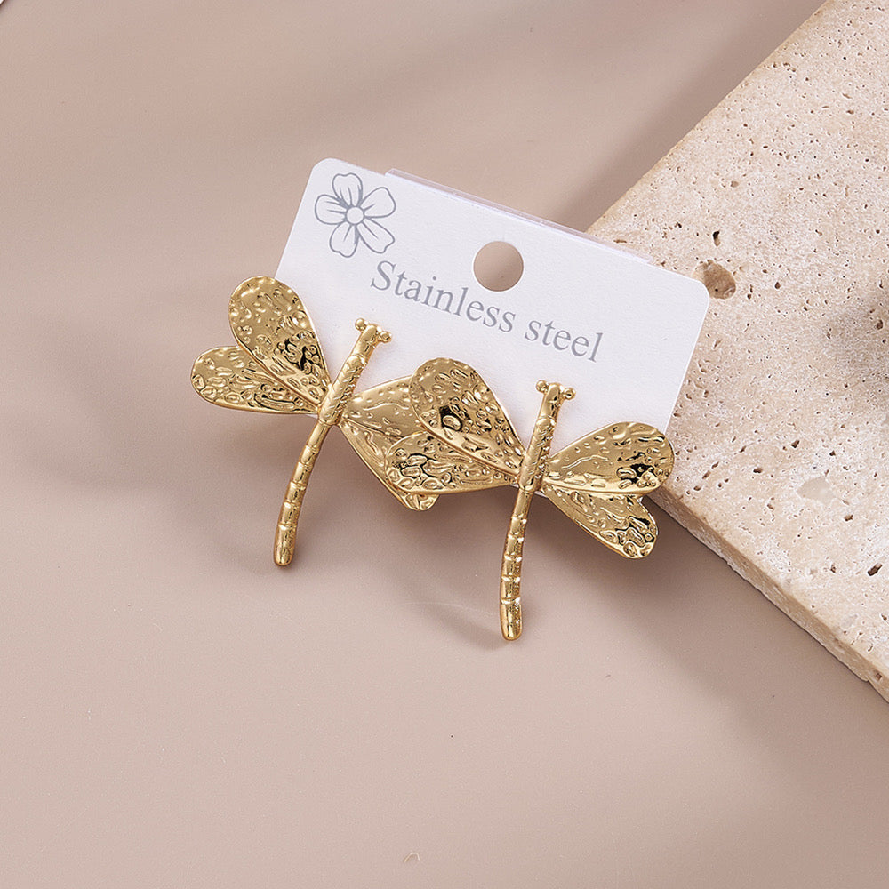 Aretes libélulas - acero inoxidable