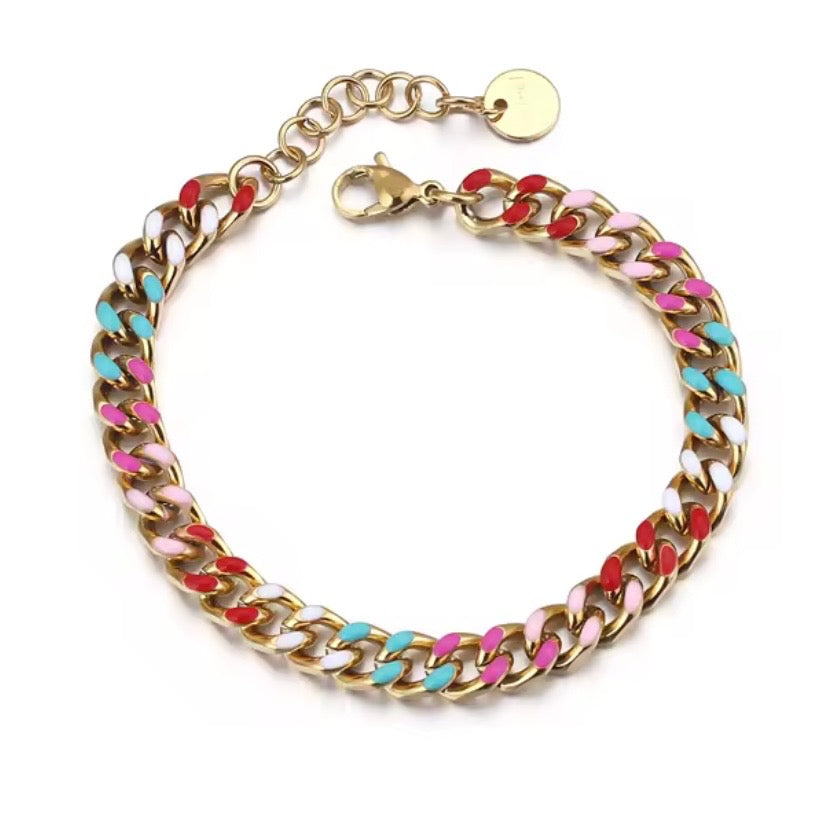Pulsera dorada y colores- acero inoxidable