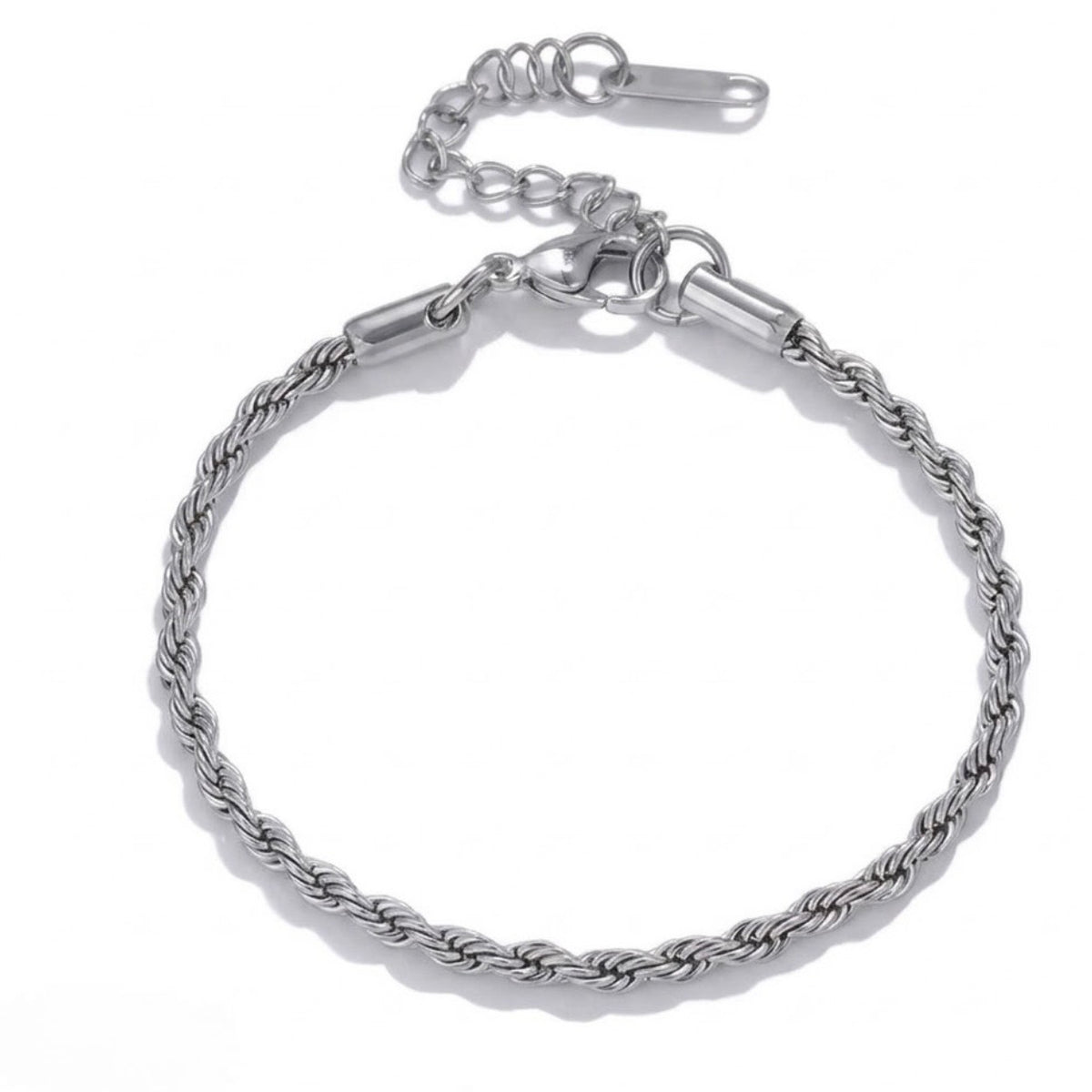 Pulsera espiral plateada 3mm- acero inoxidable