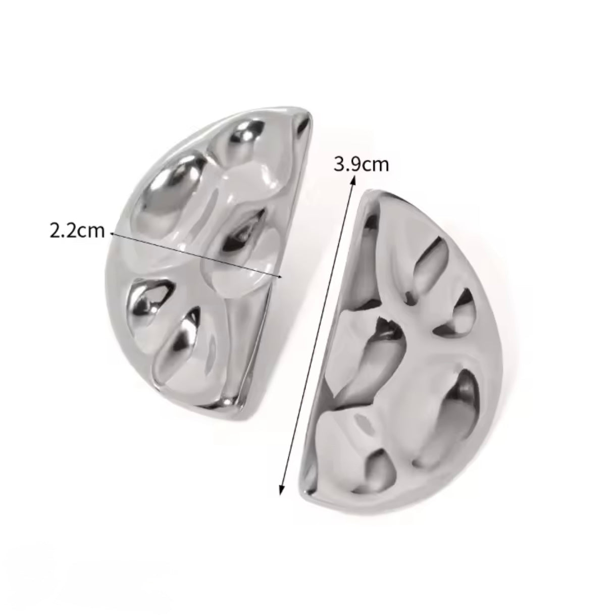 Aretes de medio círculo plateados - acero inoxidable