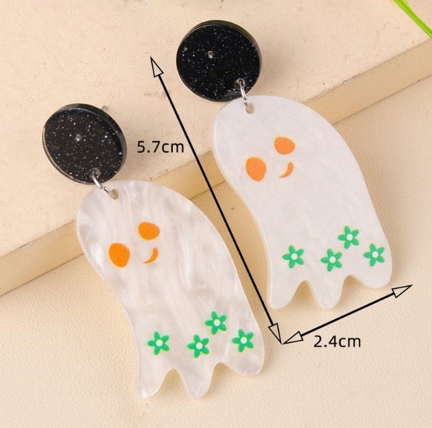 Aretes fantasmas flores verdes